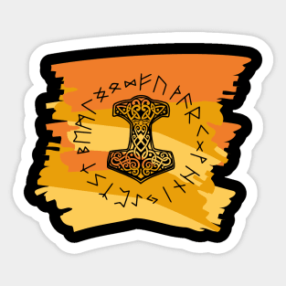 Vikings Norse Mythology Mjolnir and Runes Asatru Viking Gift Sticker